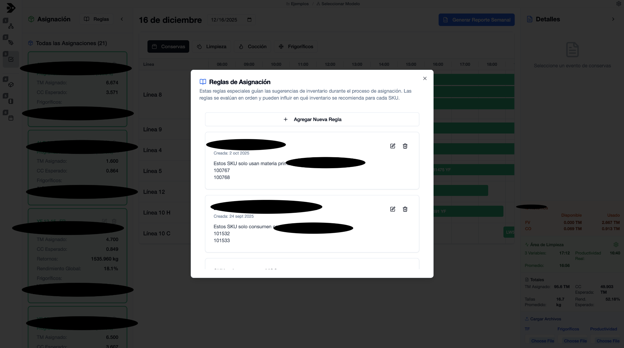 ProDex planning interface showing the assignment workflow